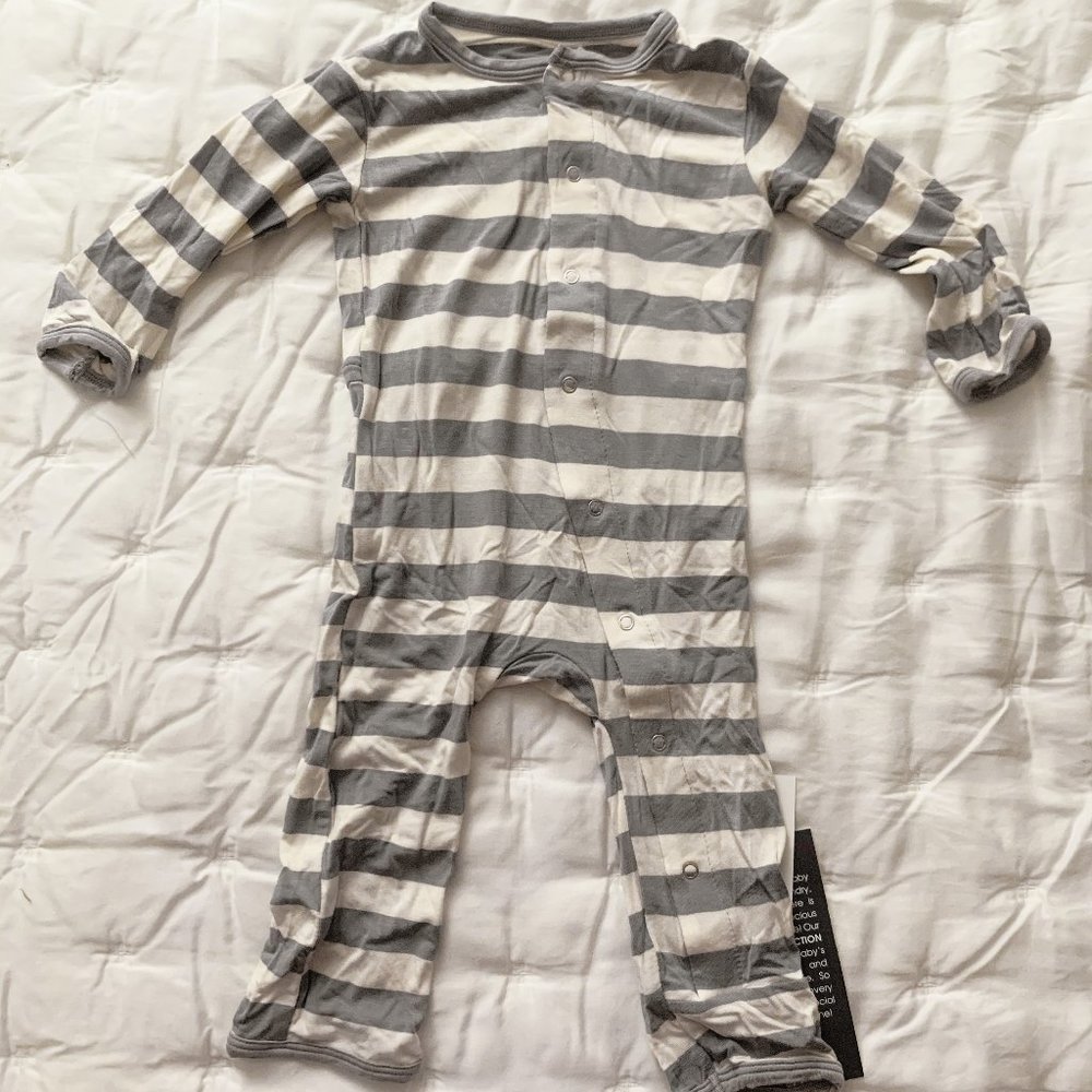 NWT Kickee Pants Grey Stripe Sleeper, Size: 6-9M